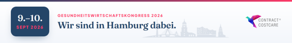 Gesundheitswirtschaftskongress 2026, 9.–10. September, Hamburg — Contract Cost Care ist dabei.
